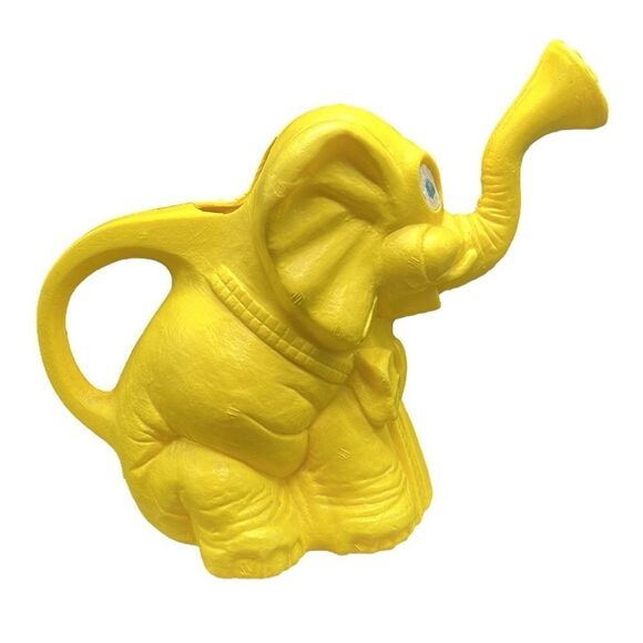Vintage Watering Can Elephant OHIO ART Yellow Plastic Blow Mold Gardening - Picture 6 of 12